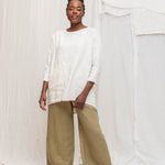 Long Sleeve Harper Tunic in Midweight Linen Salt#color_salt