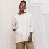 Long Sleeve Harper Tunic in Midweight Linen Salt#color_salt