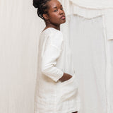Long Sleeve Harper Tunic in Midweight Linen Salt#color_salt