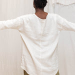 Long Sleeve Harper Tunic in Midweight Linen Salt#color_salt