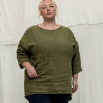Long Sleeve Harper Tunic in Midweight Linen Verte#color_verte