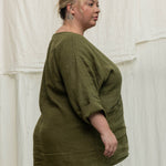 Long Sleeve Harper Tunic in Midweight Linen Verte#color_verte