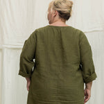 Long Sleeve Harper Tunic in Midweight Linen Verte#color_verte