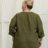 Long Sleeve Harper Tunic in Midweight Linen Verte#color_verte
