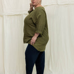 Long Sleeve Harper Tunic in Midweight Linen Verte#color_verte