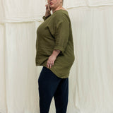 Long Sleeve Harper Tunic in Midweight Linen Verte#color_verte