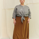 Long Sleeve Kara Snap Top in Lightweight Linen Overcast#color_overcast