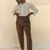Long Sleeve Kara Snap Top in Lightweight Linen Salt#color_salt