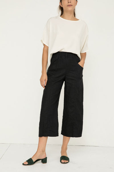 Clyde Culotte in Midweight Linen Black#color_black