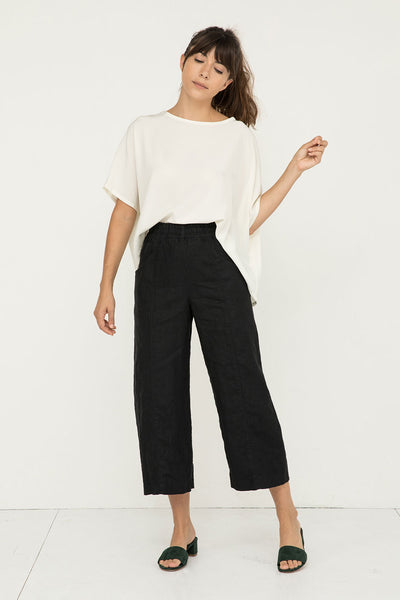 Clyde Culotte in Midweight Linen Black#color_black