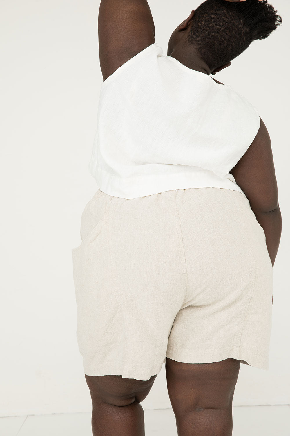 Clyde Work Short in Midweight Linen Flax#color_flax