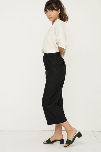 Clyde Culotte in Midweight Linen Black#color_black