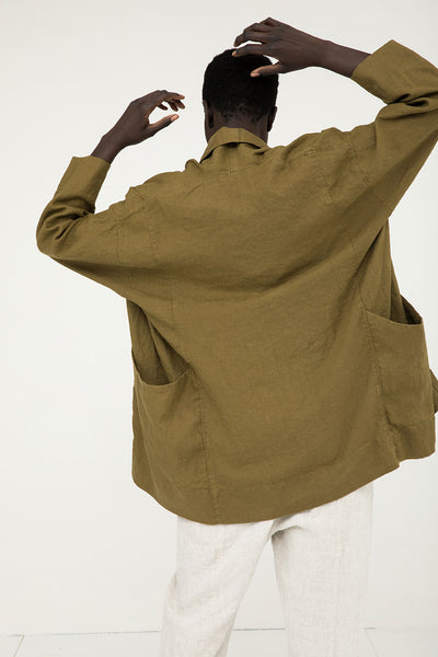 Clyde Jacket Midweight Linen#color_olive