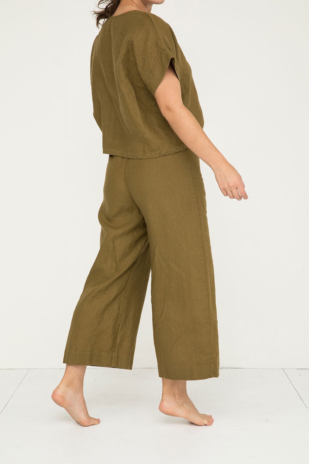 Florence Pant in Midweight Linen Olive#color_olive