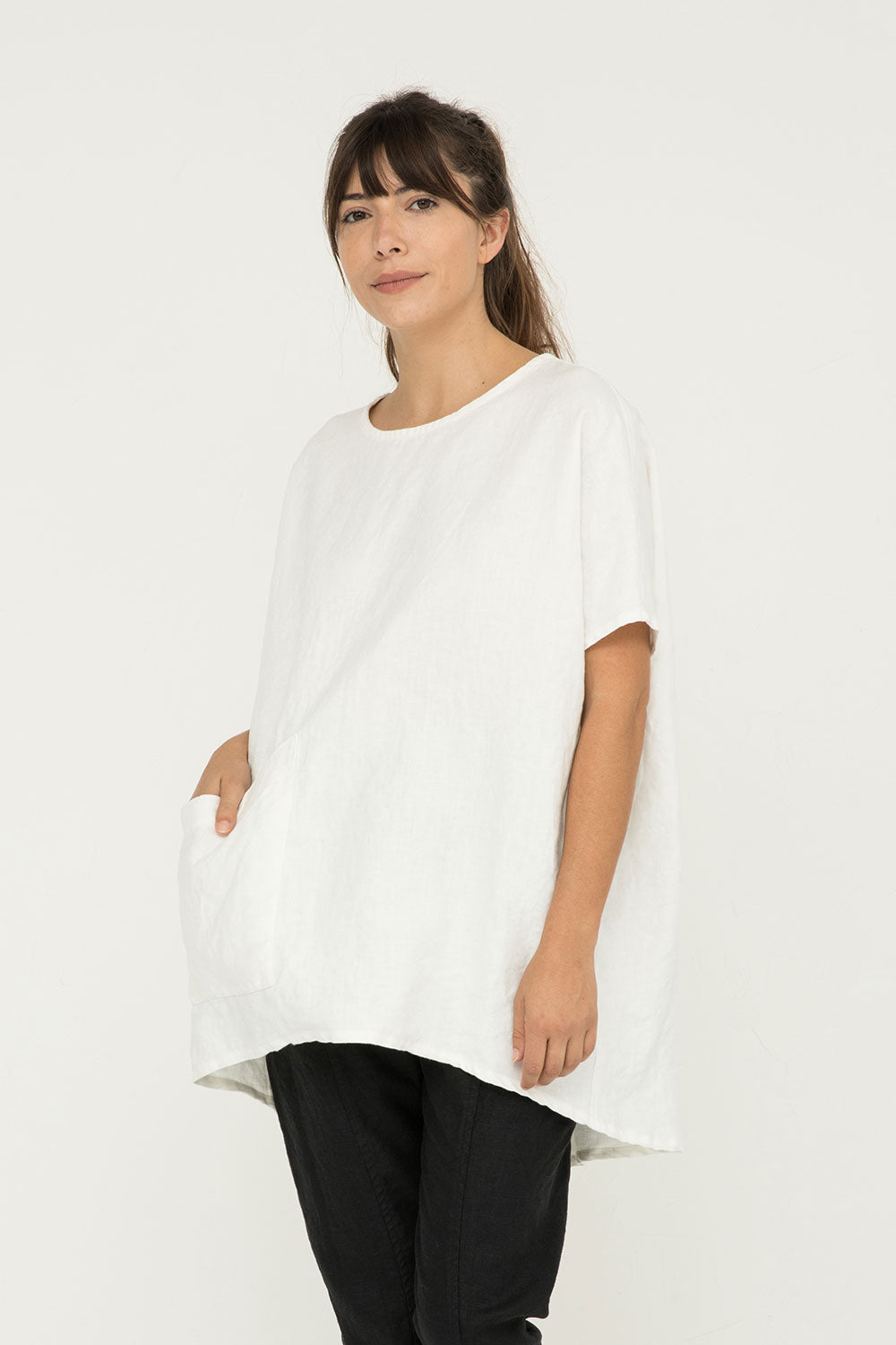 Harper Tunic in Midweight Linen Ivory#color_ivory