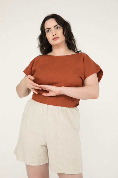 Florence Short in Midweight Linen Flax#color_flax