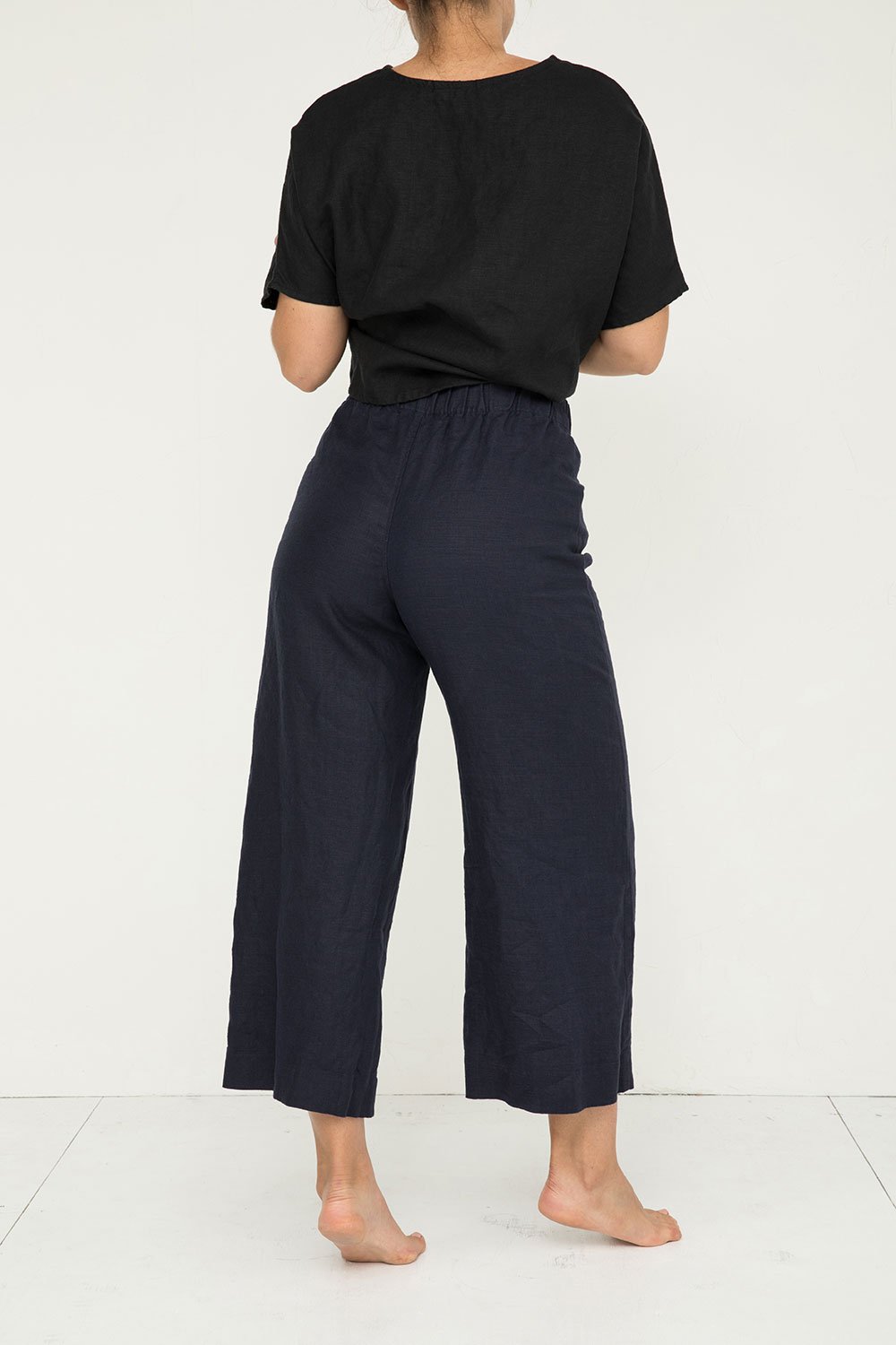 Florence Pant in Midweight Linen Navy#color_navy