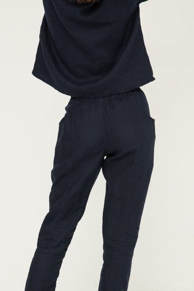 Clyde Work Pant in Midweight Linen Navy#color_navy