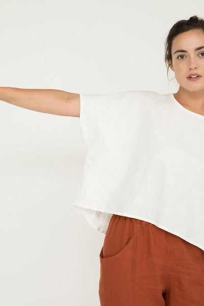 Linn Tee in Midweight Linen Ivory#color_ivory
