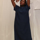 Georgia Midi (with Pockets) in Midweight Linen, Indigo, Size S/M | READY TO SHIP