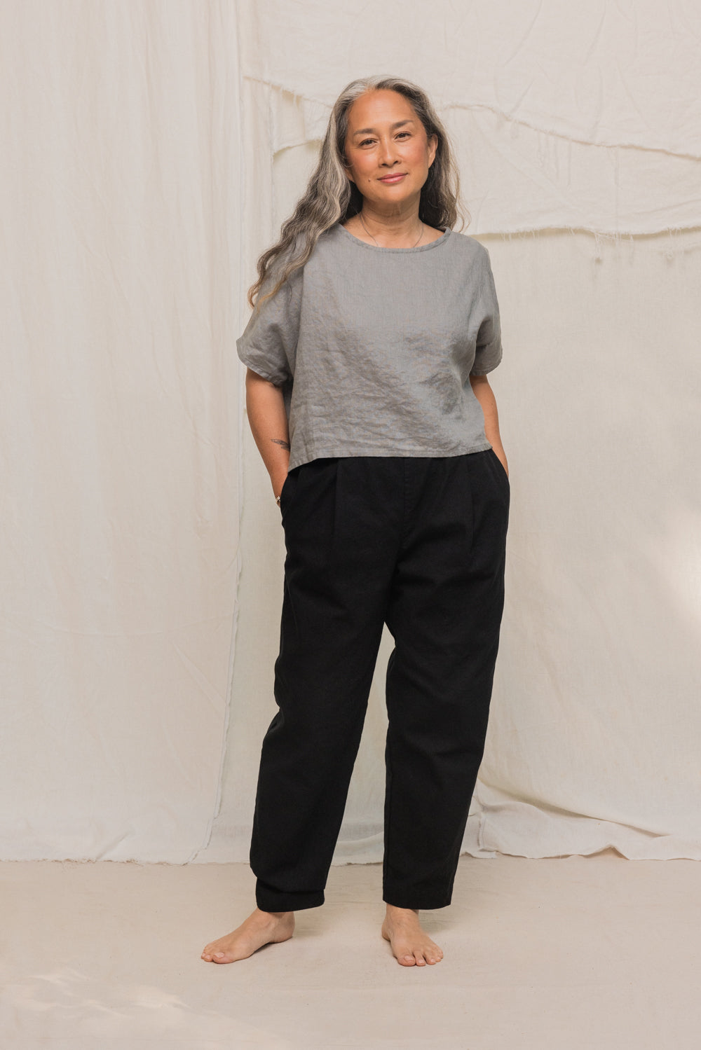 Andy Trouser in Organic Cotton Canvas Black#color_black