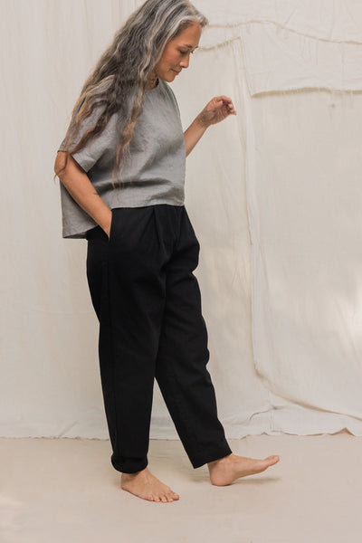 Andy Trouser in Organic Cotton Canvas Black#color_black