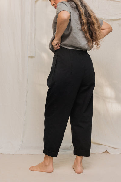 Andy Trouser in Organic Cotton Canvas Black#color_black