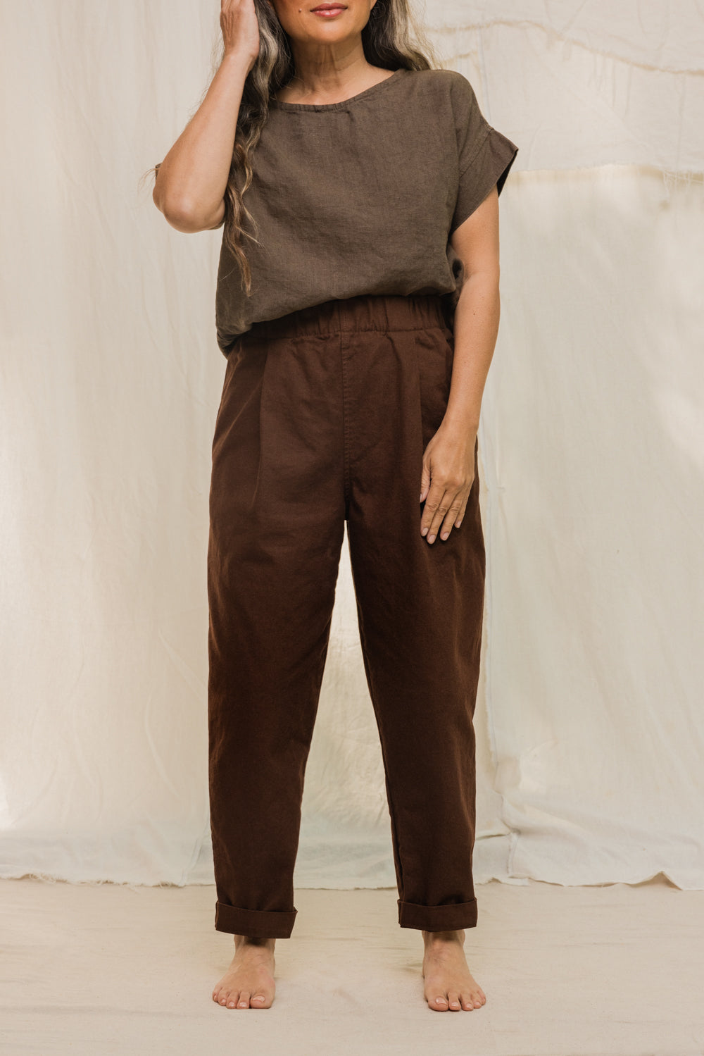 Andy Trouser in Organic Cotton Canvas Umber#color_umber