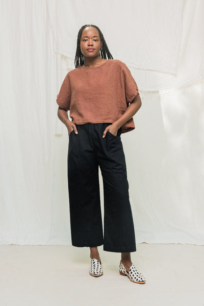 Clyde Culotte in Organic Cotton Canvas Black#color_black