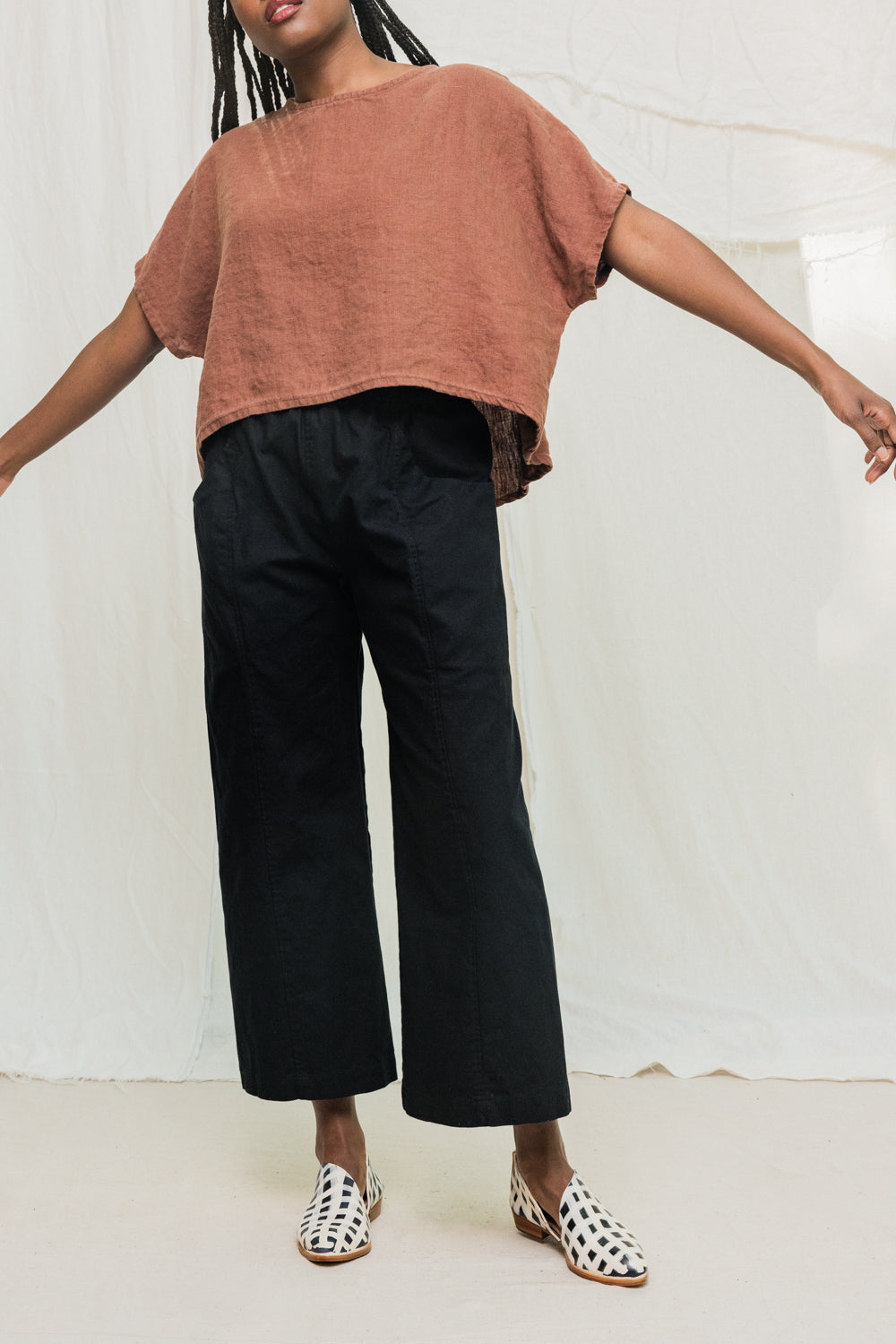 Clyde Culotte in Organic Cotton Canvas Black#color_black