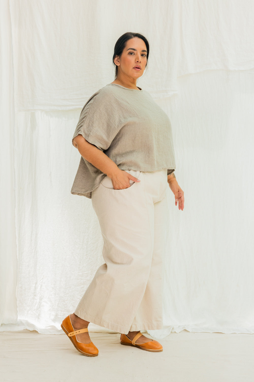 Clyde Culotte in Organic Cotton Canvas Natural#color_natural