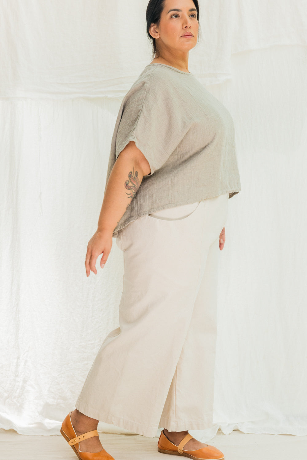 Clyde Culotte in Organic Cotton Canvas Natural#color_natural