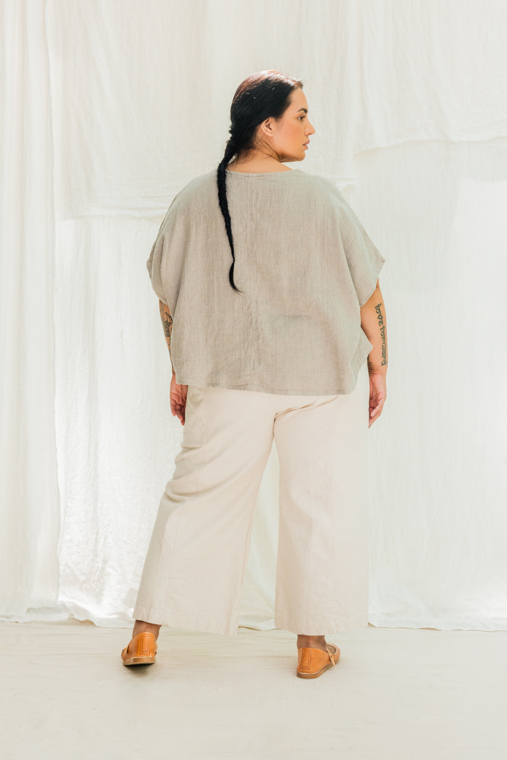 Clyde Culotte in Organic Cotton Canvas Natural#color_natural