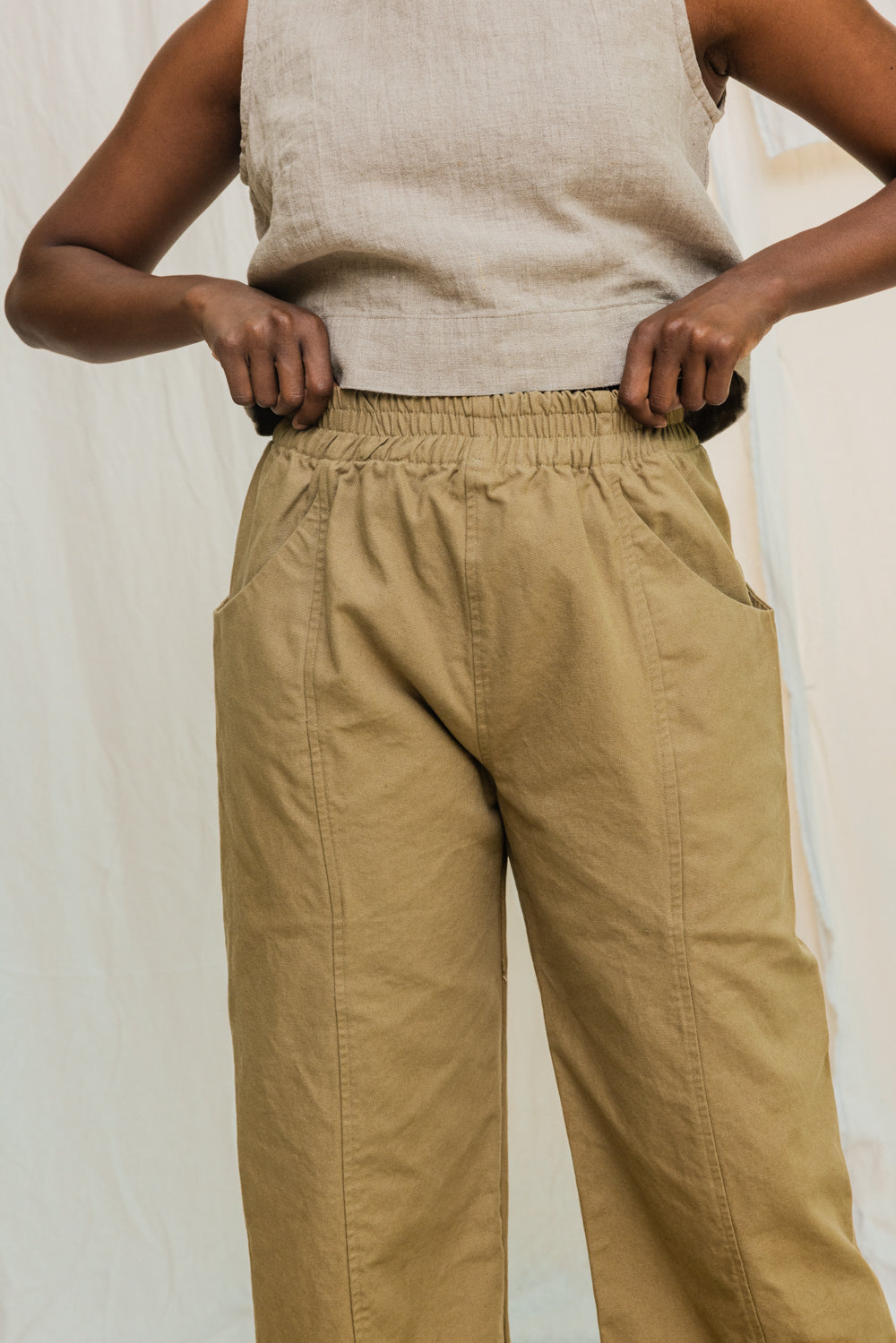 Clyde Culotte in Organic Cotton Canvas Olivine#color_olivine