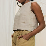 Clyde Culotte in Organic Cotton Canvas Olivine#color_olivine