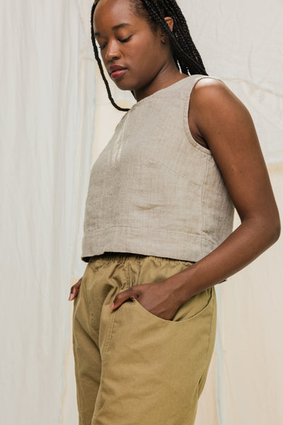 Clyde Culotte in Organic Cotton Canvas Olivine#color_olivine