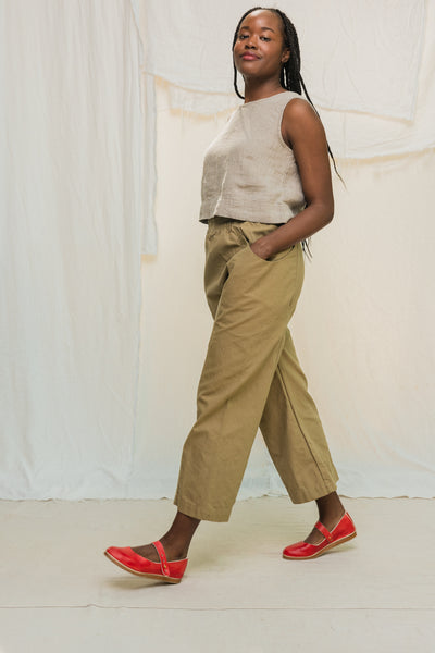 Clyde Culotte in Organic Cotton Canvas Olivine#color_olivine