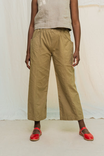 Clyde Culotte in Organic Cotton Canvas Olivine#color_olivine