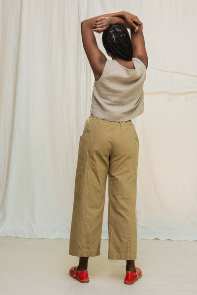 Clyde Culotte in Organic Cotton Canvas Olivine#color_olivine