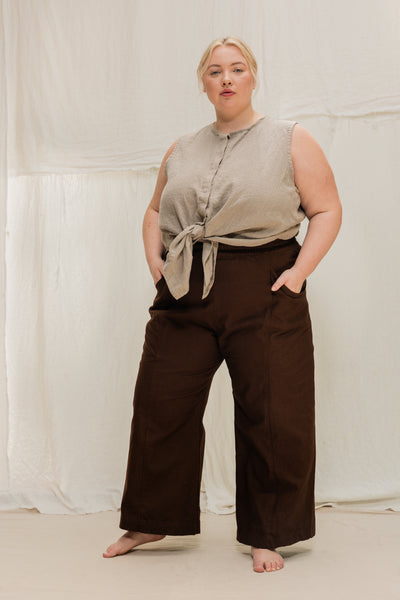 Clyde Culotte in Organic Cotton Canvas Umber#color_umber