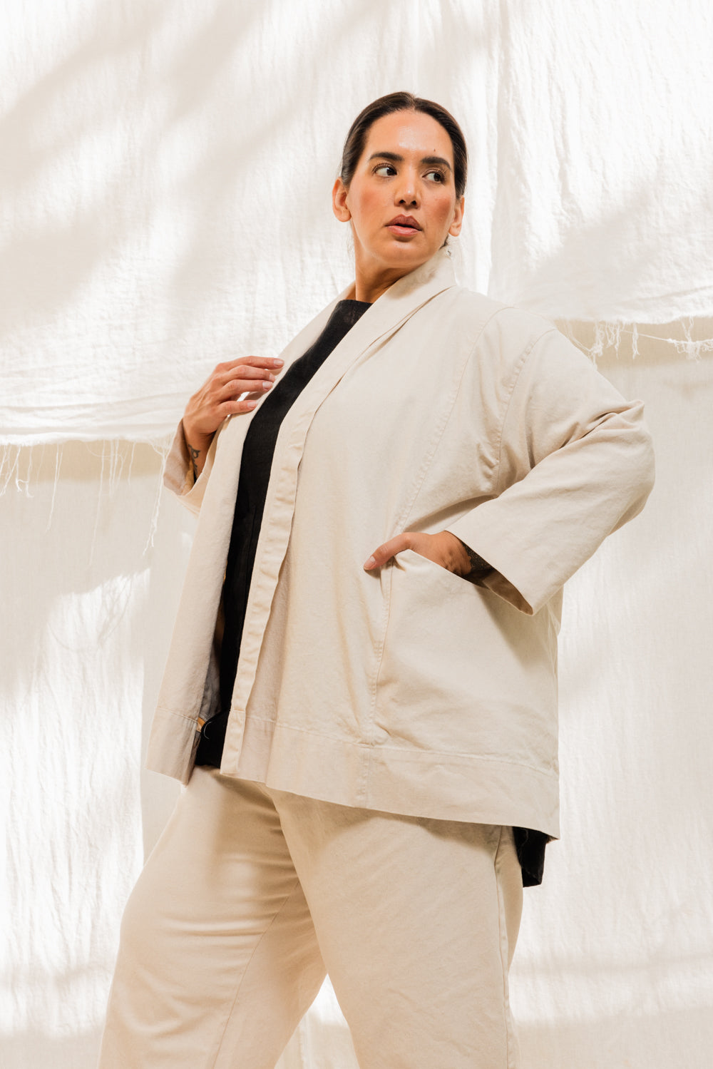 Clyde Jacket in Organic Cotton Canvas Natural#color_natural