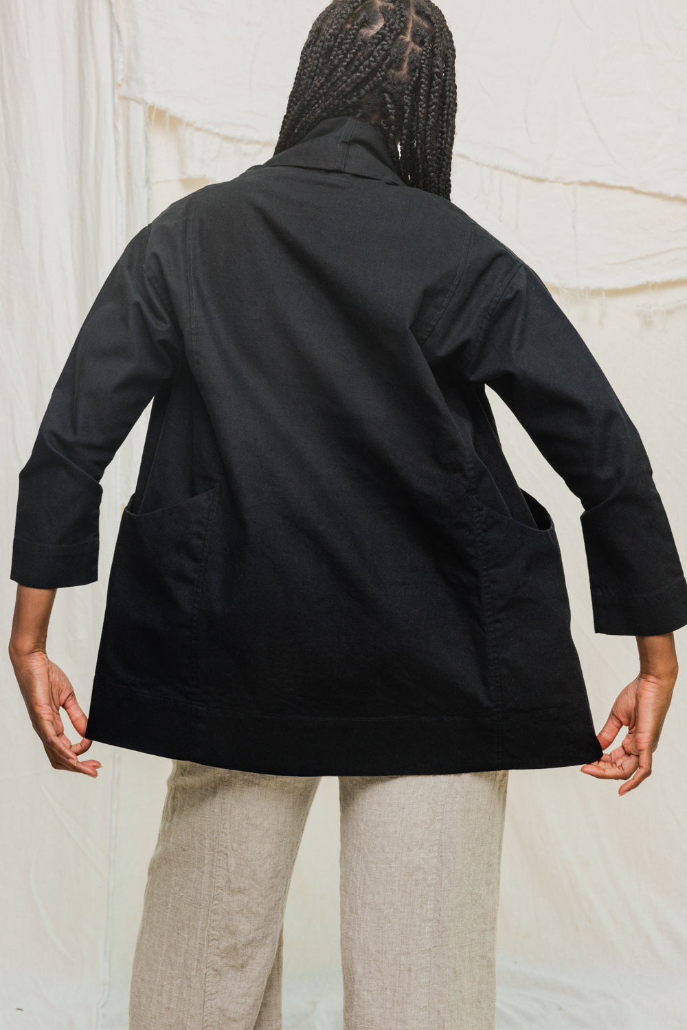 Clyde Jacket in Organic Cotton Canvas Black#color_black