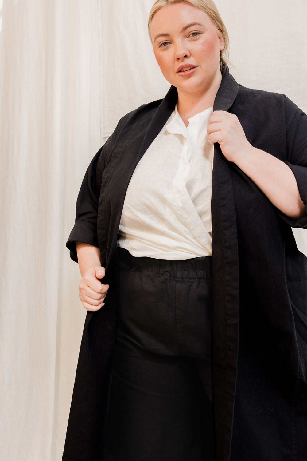 Clyde Trench in Organic Cotton Canvas Black#color_black