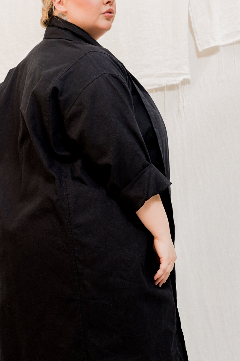 Clyde Trench in Organic Cotton Canvas Black#color_black