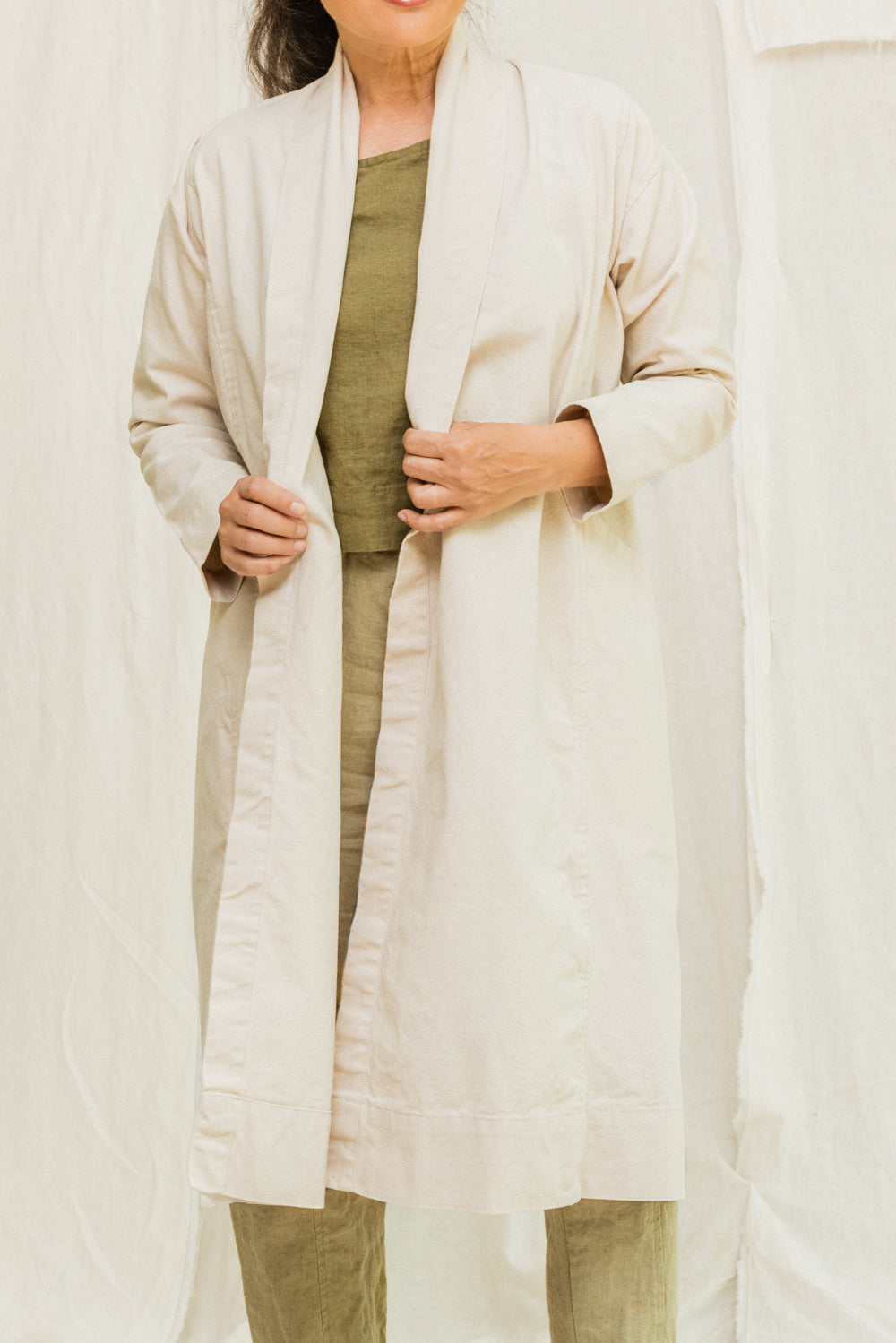 Clyde Trench in Organic Cotton Canvas Natural#color_natural