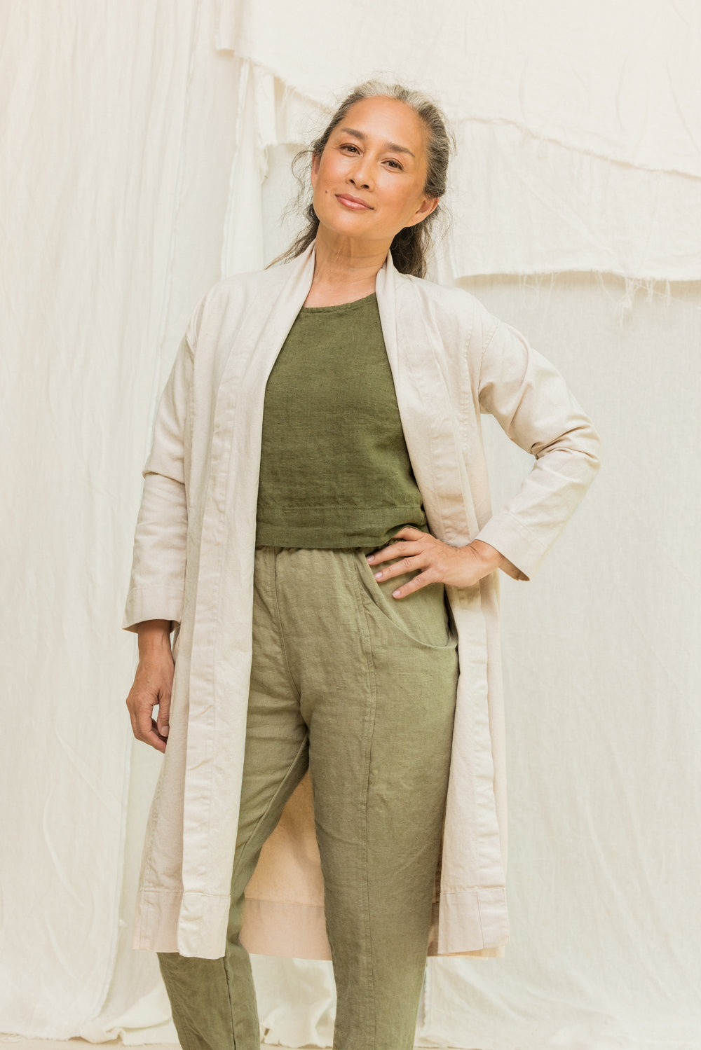 Clyde Trench in Organic Cotton Canvas Natural#color_natural