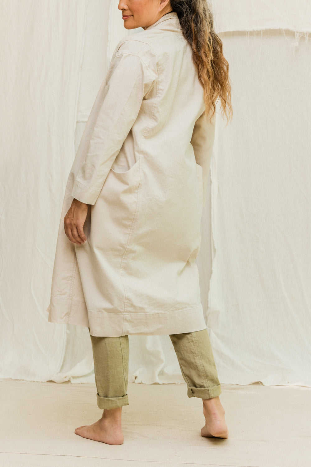 Clyde Trench in Organic Cotton Canvas Natural#color_natural