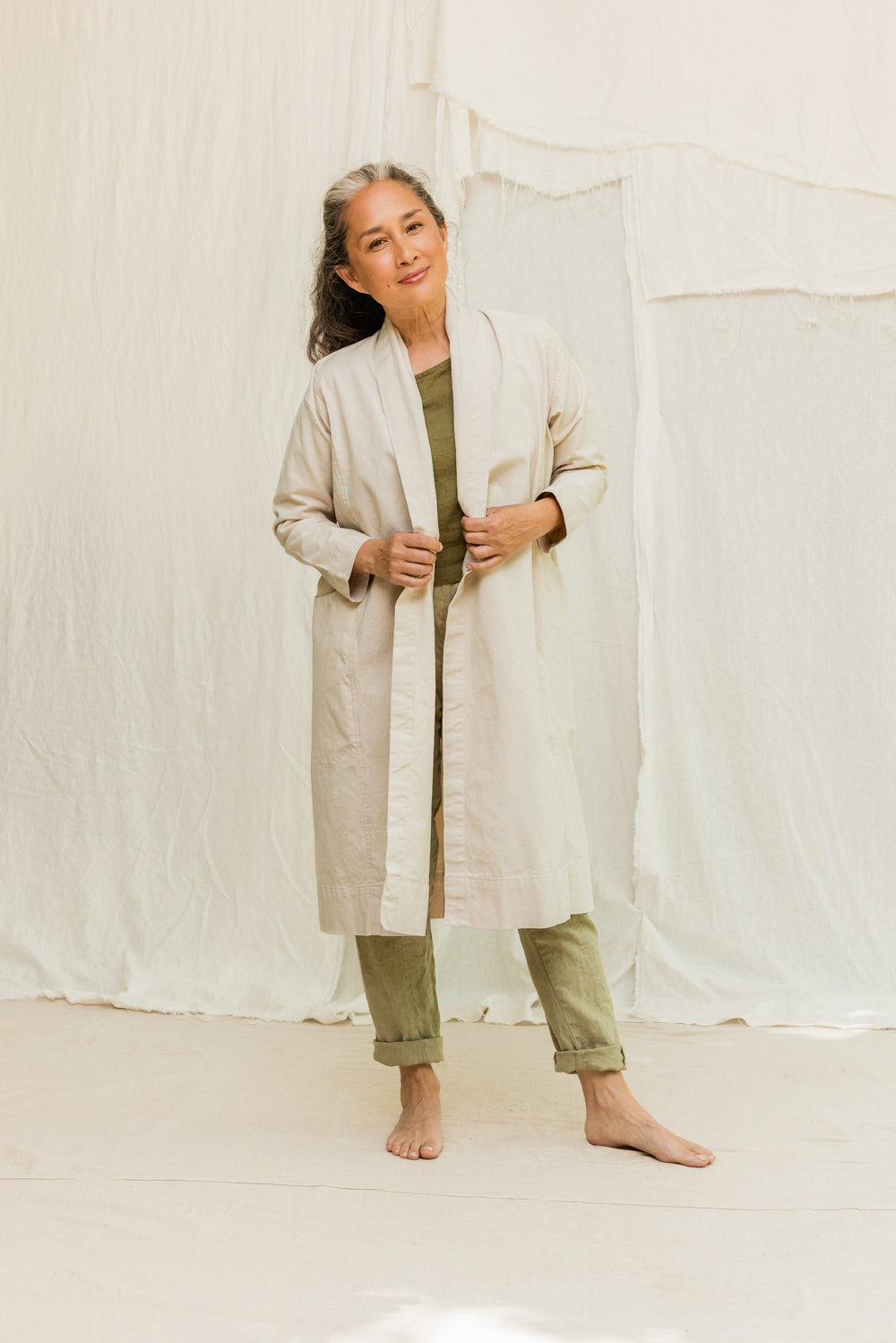 Clyde Trench in Organic Cotton Canvas Natural#color_natural