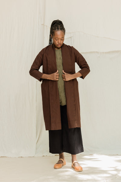 Clyde Trench in Organic Cotton Canvas Umber#color_umber