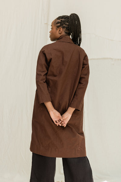 Clyde Trench in Organic Cotton Canvas Umber#color_umber